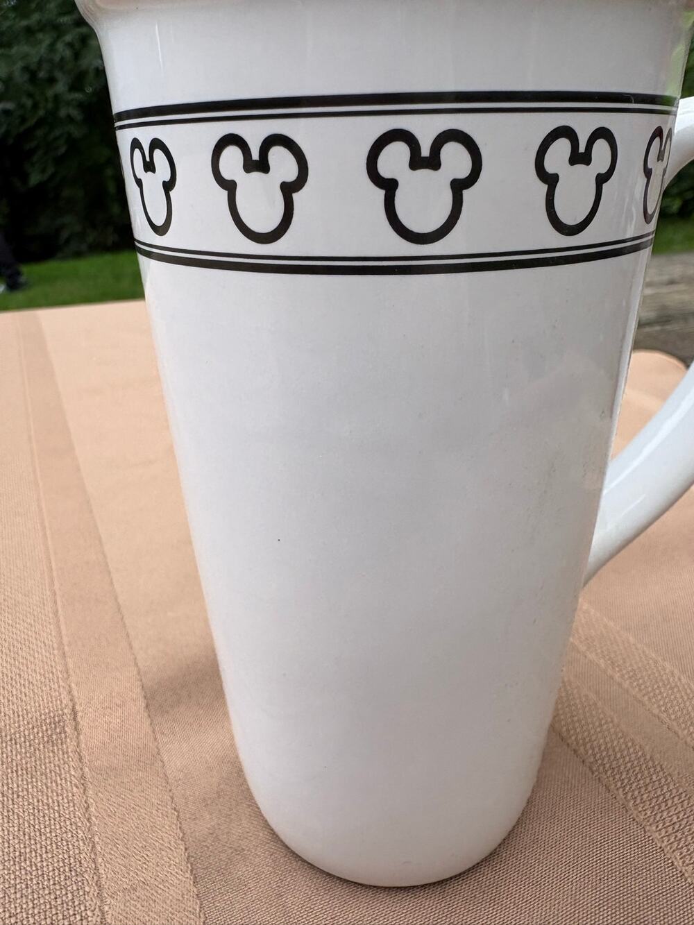 Disney Store Mickey Mouse Icon Tall Ceramic Mug Black White 6” Coffee Cup
